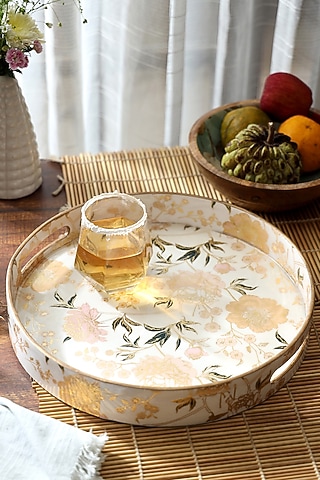 Multi-Colored Wood Round Tray by BLUE ELEPHANT