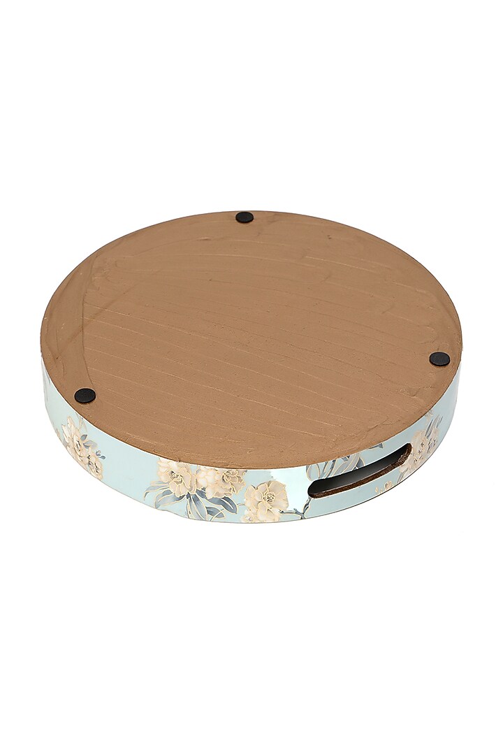 Powder Blue Wood Round Tray by BLUE ELEPHANT at Pernia's Pop Up Shop