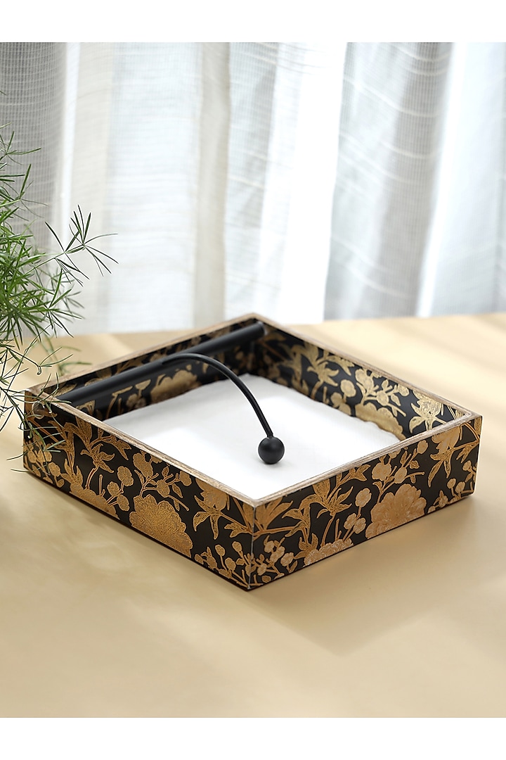 Black Wood Tissue Holder by BLUE ELEPHANT