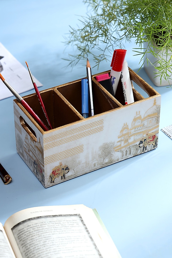 Multi-Colored Wood Cutlery Holder by BLUE ELEPHANT