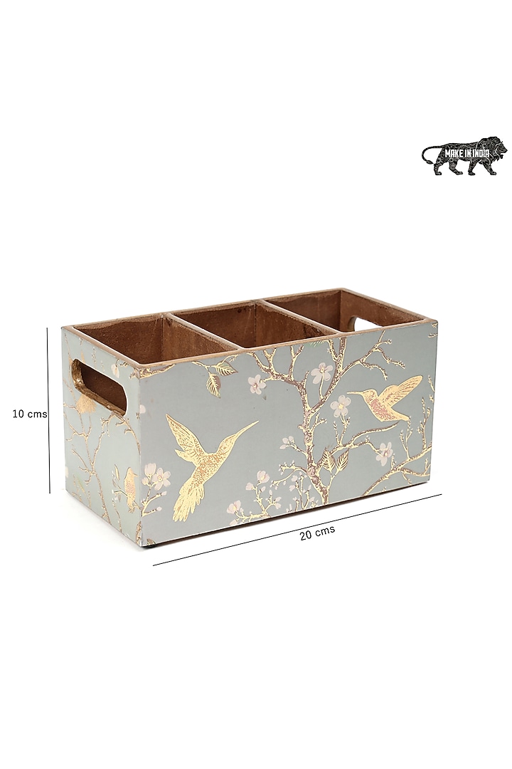 Silver Wood Cutlery Holder by BLUE ELEPHANT at Pernia's Pop Up Shop