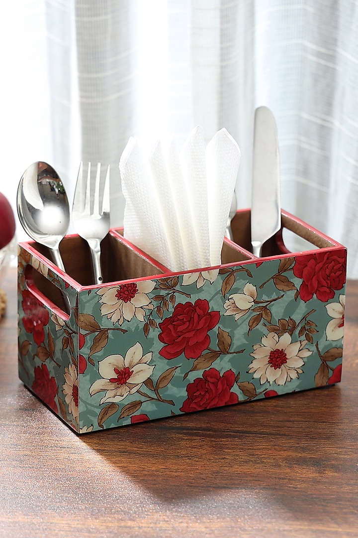 Red Wood Cutlery Holder by BLUE ELEPHANT