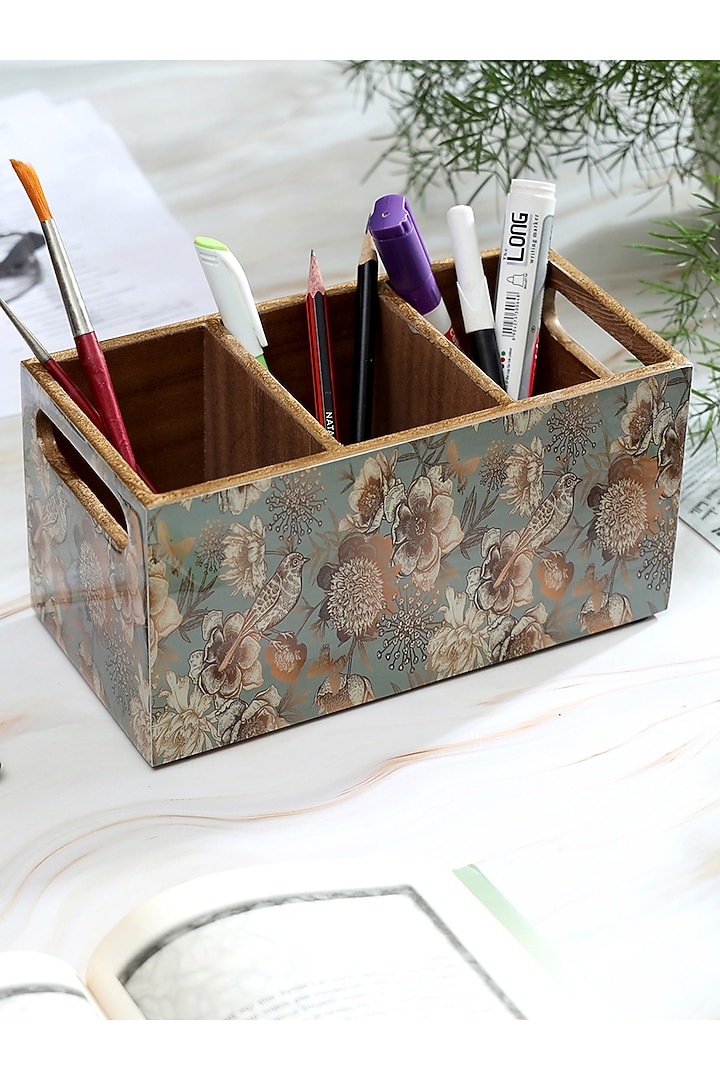 Grey Wood Cutlery Holder by BLUE ELEPHANT at Pernia's Pop Up Shop