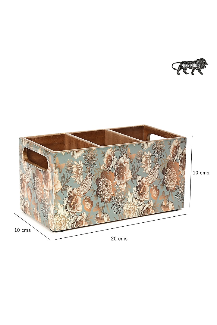 Grey Wood Cutlery Holder by BLUE ELEPHANT at Pernia's Pop Up Shop