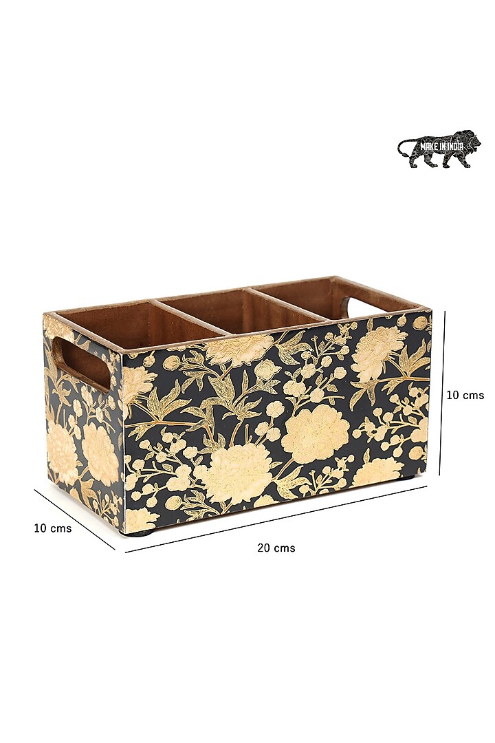 Black Wood Cutlery Holder by BLUE ELEPHANT at Pernia's Pop Up Shop