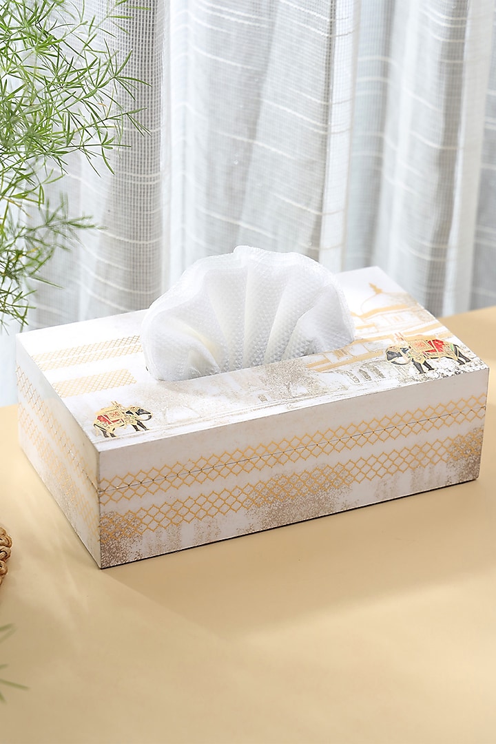 Multi-Colored Wood Tissue Box by BLUE ELEPHANT