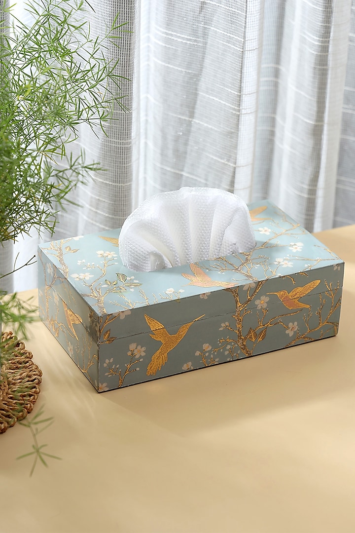 Silver Wood Tissue Box by BLUE ELEPHANT