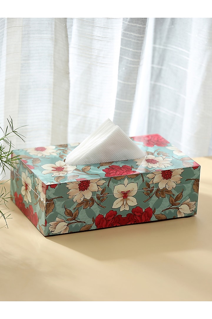 Red Wood Tissue Box by BLUE ELEPHANT