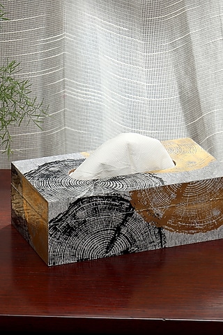 Silver Wood Tissue Box by BLUE ELEPHANT