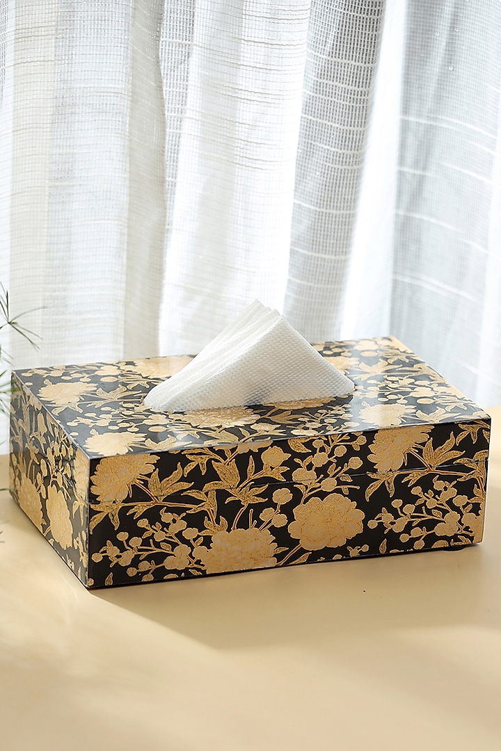 Black Wood Tissue Box by BLUE ELEPHANT