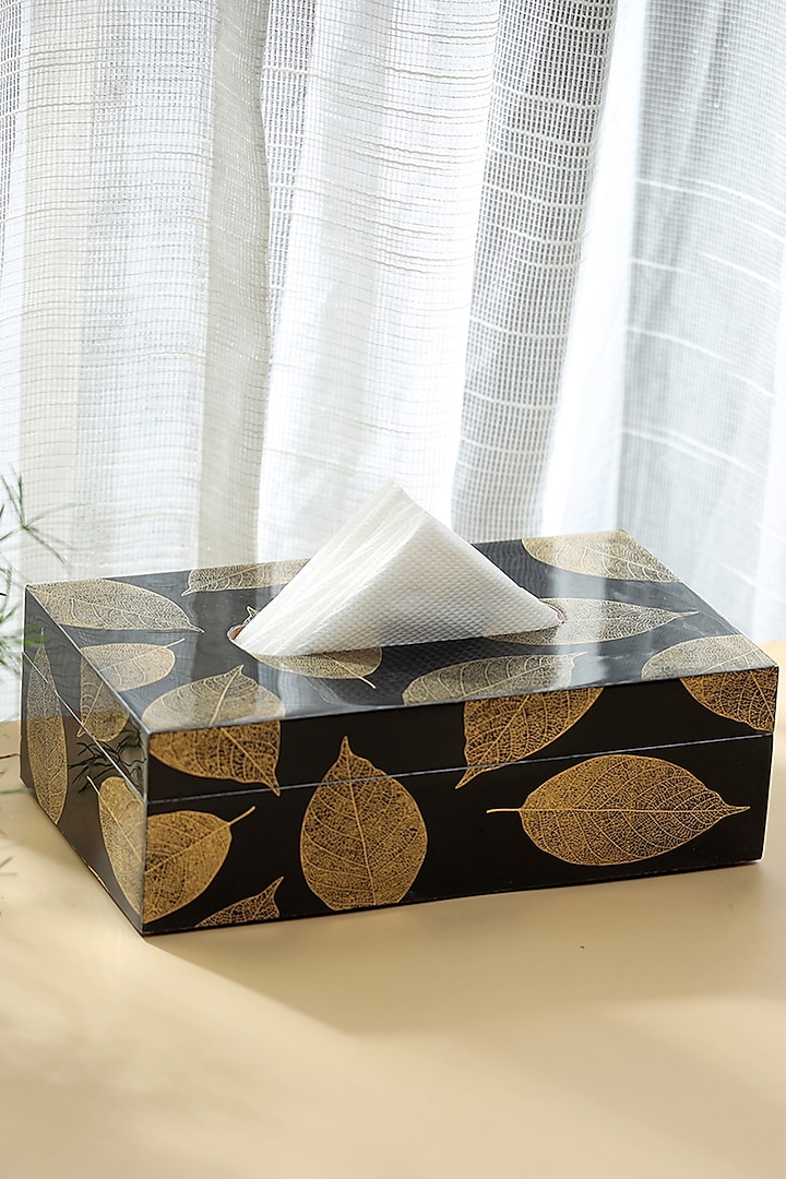 Black Wood Tissue Box by BLUE ELEPHANT