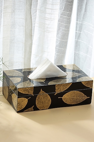 Black Wood Tissue Box by BLUE ELEPHANT
