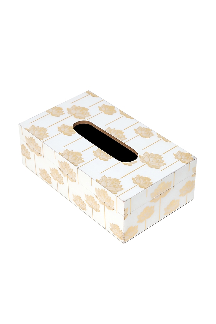 White Wood Tissue Box by BLUE ELEPHANT at Pernia's Pop Up Shop