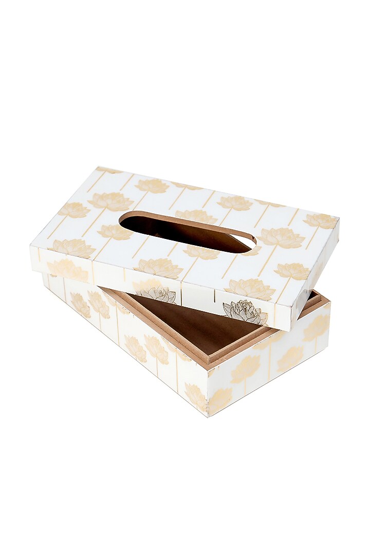 White Wood Tissue Box by BLUE ELEPHANT at Pernia's Pop Up Shop