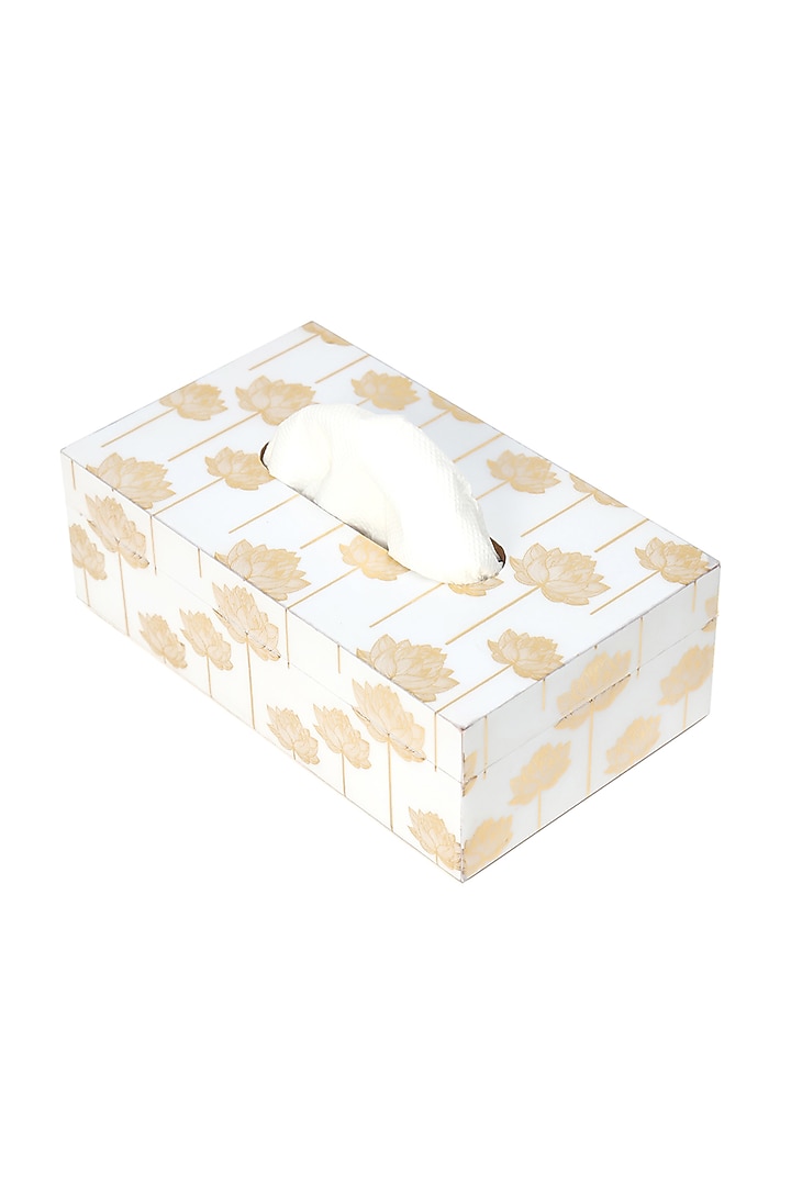White Wood Tissue Box by BLUE ELEPHANT at Pernia's Pop Up Shop