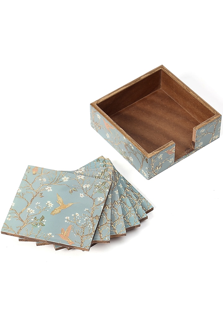 Silver Wood Coasters (Set Of 7) by BLUE ELEPHANT at Pernia's Pop Up Shop