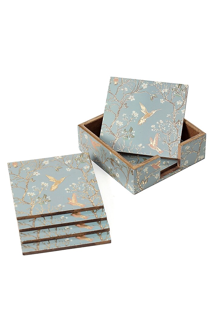Silver Wood Coasters (Set Of 7) by BLUE ELEPHANT at Pernia's Pop Up Shop