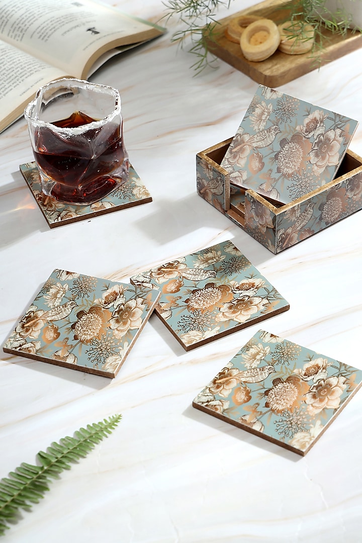 Grey Wood Coasters (Set Of 7) by BLUE ELEPHANT at Pernia's Pop Up Shop