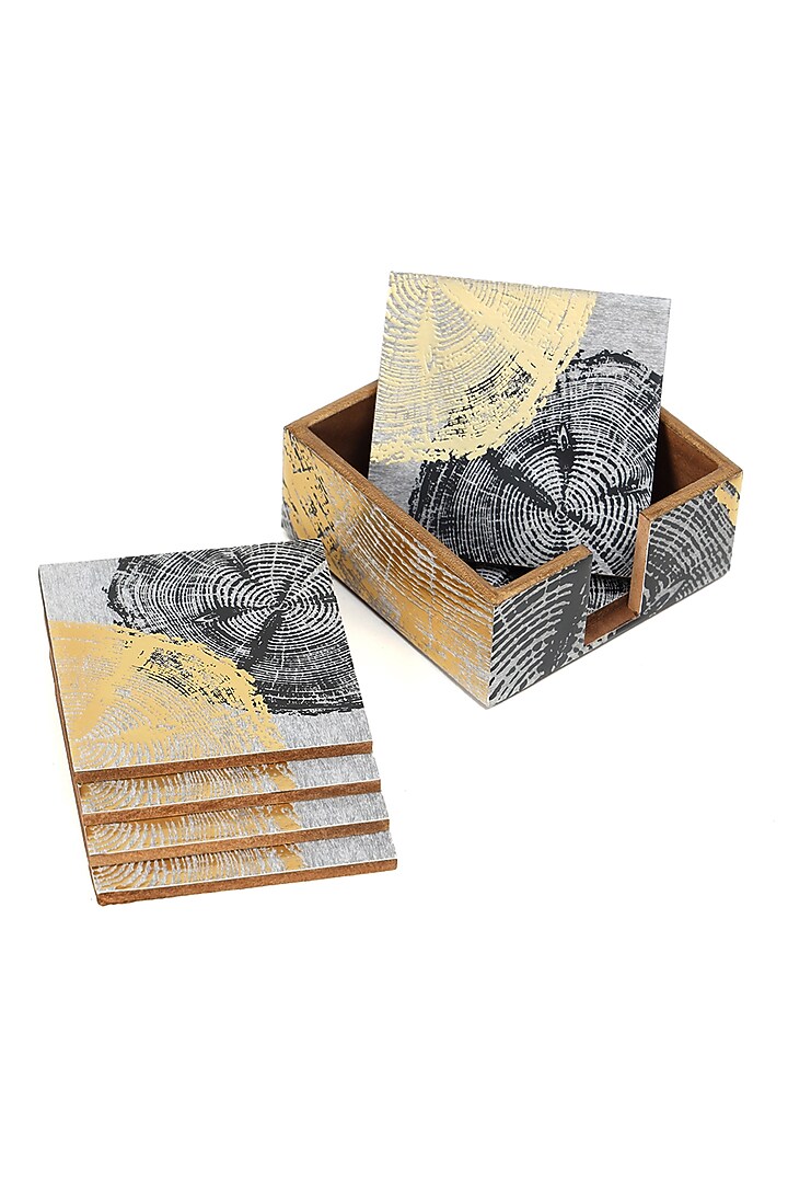 Silver Wood Coasters (Set Of 7) by BLUE ELEPHANT at Pernia's Pop Up Shop