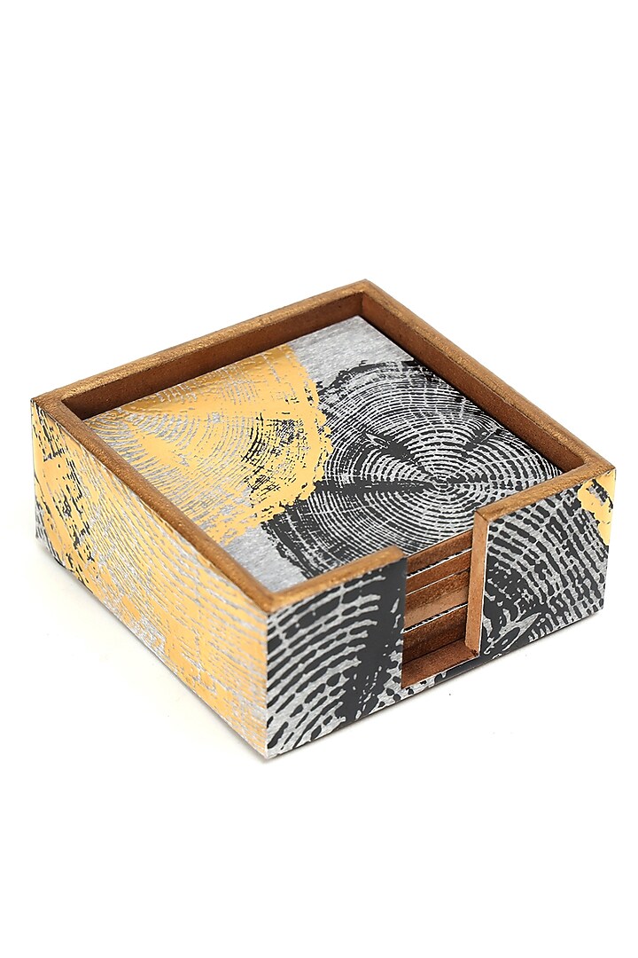 Silver Wood Coasters (Set Of 7) by BLUE ELEPHANT at Pernia's Pop Up Shop