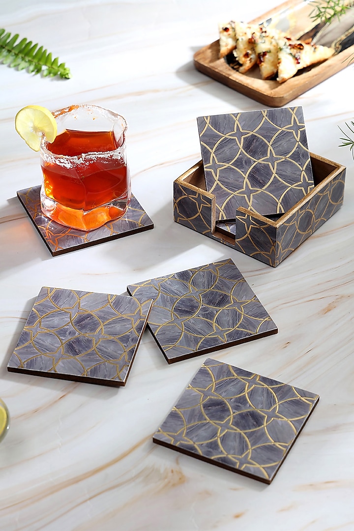 Mauve Wood Coasters (Set Of 7) by BLUE ELEPHANT at Pernia's Pop Up Shop