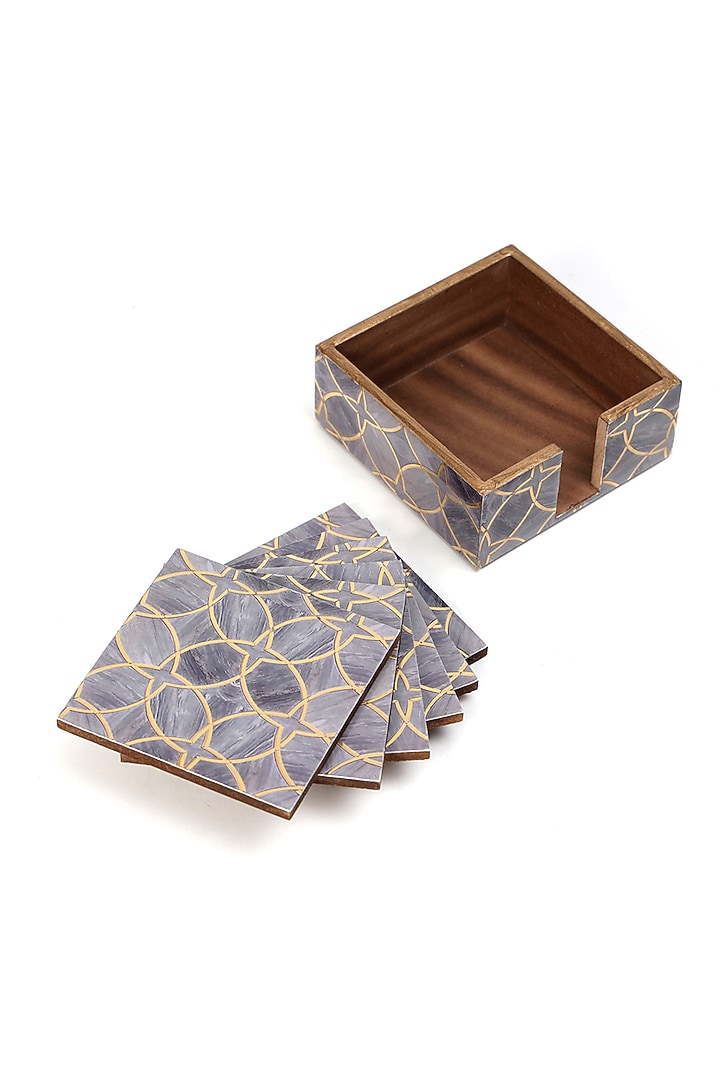 Mauve Wood Coasters (Set Of 7) by BLUE ELEPHANT at Pernia's Pop Up Shop