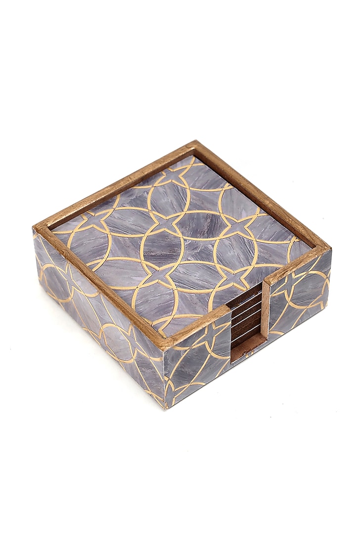 Mauve Wood Coasters (Set Of 7) by BLUE ELEPHANT at Pernia's Pop Up Shop