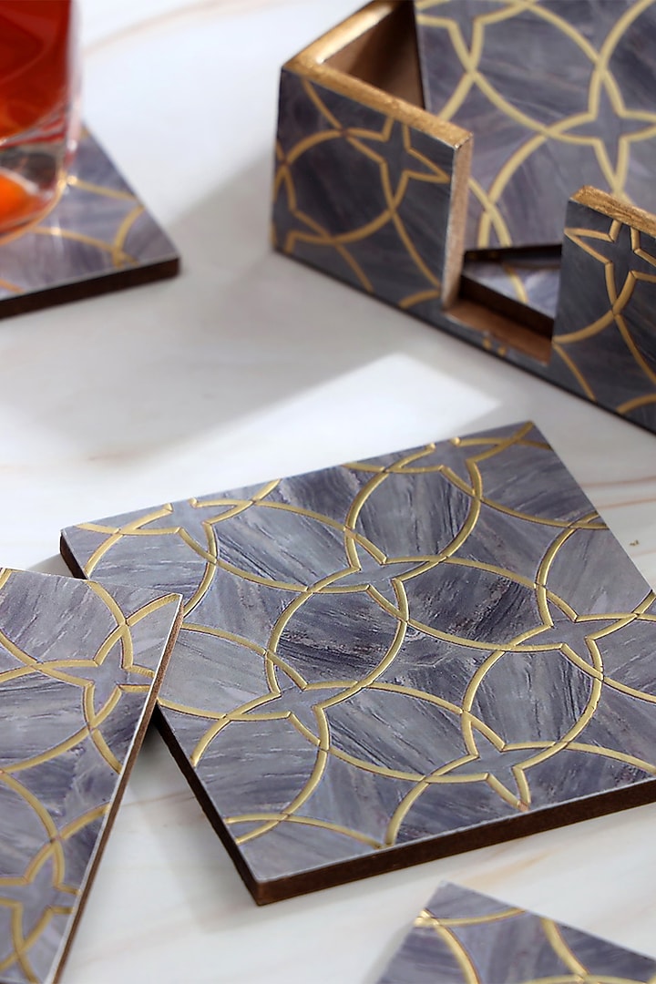 Mauve Wood Coasters (Set Of 7) by BLUE ELEPHANT at Pernia's Pop Up Shop
