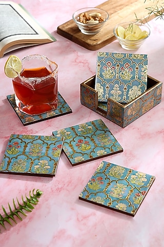 Multi-Colored Wood Coasters (Set Of 7) by BLUE ELEPHANT
