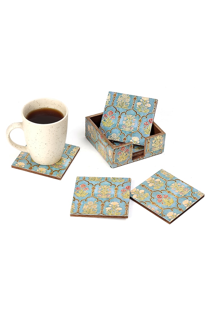 Multi-Colored Wood Coasters (Set Of 7) by BLUE ELEPHANT at Pernia's Pop Up Shop