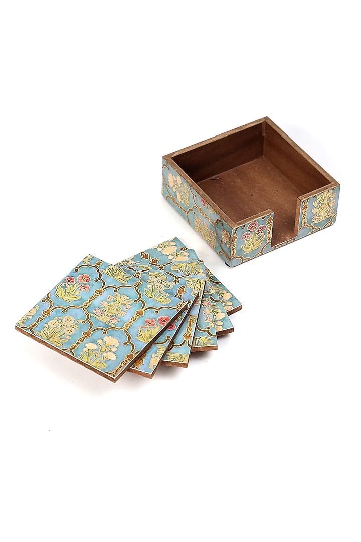 Multi-Colored Wood Coasters (Set Of 7) by BLUE ELEPHANT at Pernia's Pop Up Shop