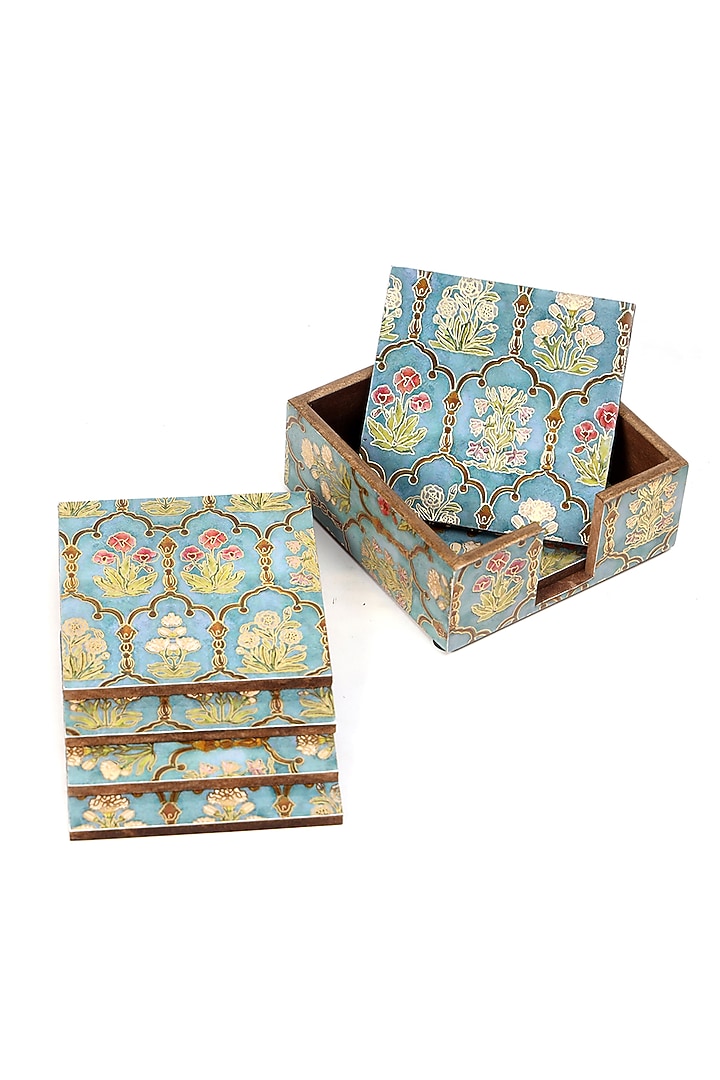 Multi-Colored Wood Coasters (Set Of 7) by BLUE ELEPHANT at Pernia's Pop Up Shop