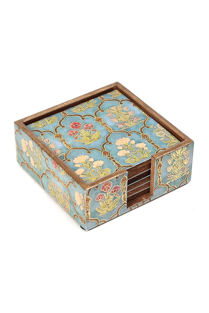 Multi-Colored Wood Coasters (Set Of 7) by BLUE ELEPHANT at Pernia's Pop Up Shop
