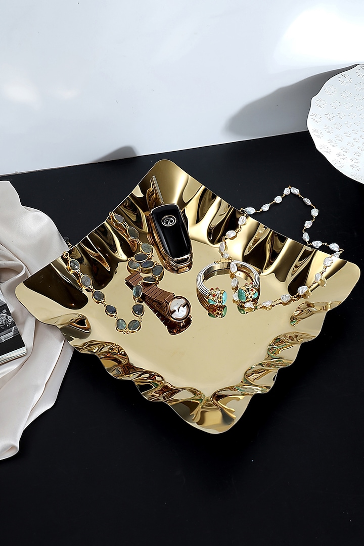 Gold Metal Tray by BLUE ELEPHANT
