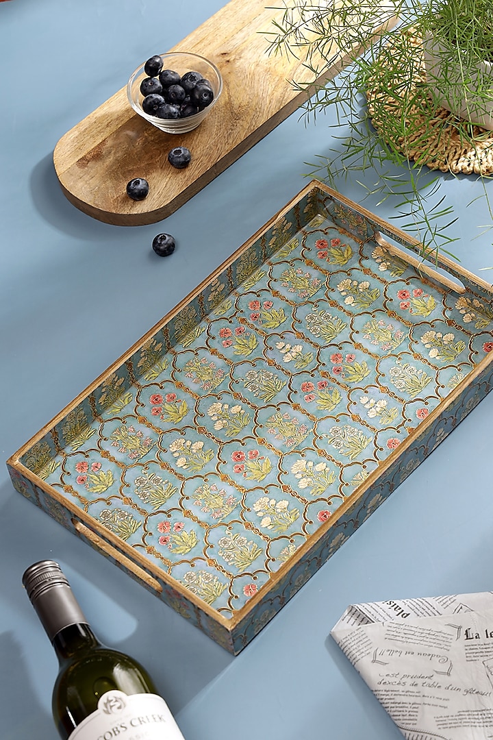 Multi-Colored Wood Printed Tray by BLUE ELEPHANT