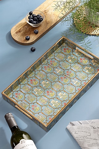 Multi-Colored Wood Printed Tray by BLUE ELEPHANT