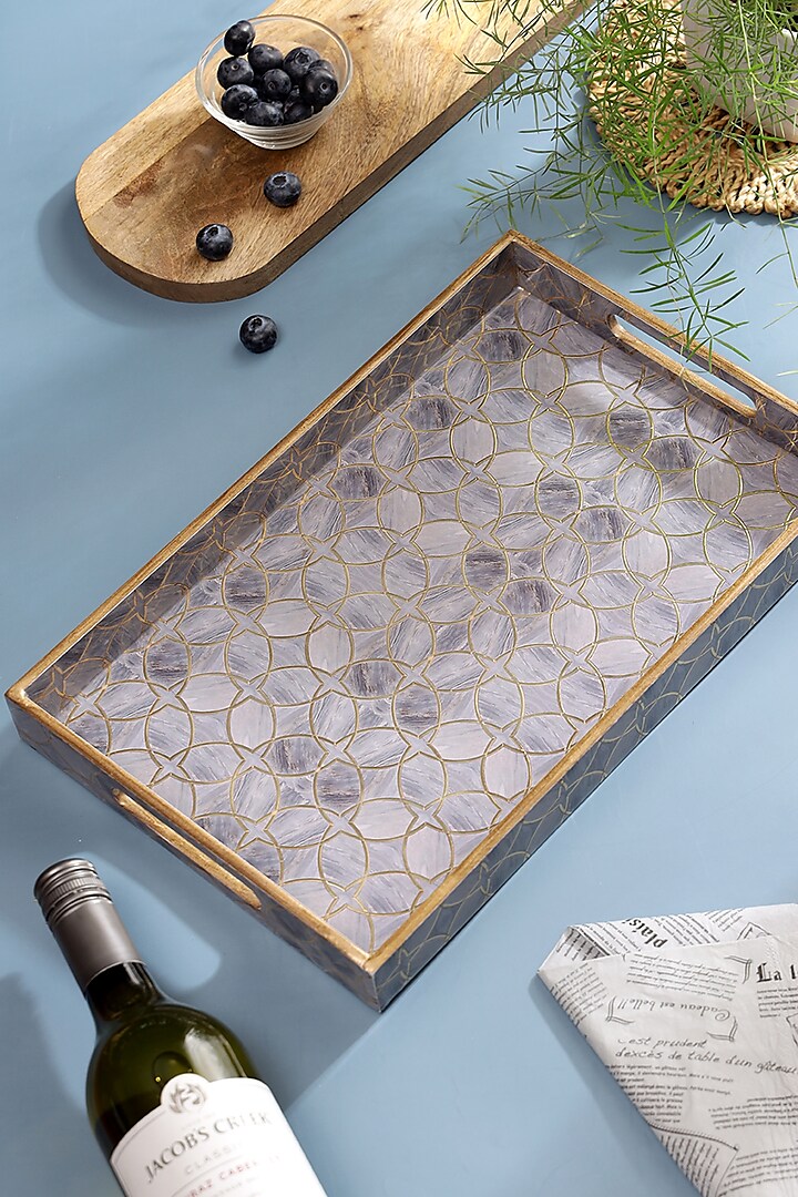 Mauve Wood Printed Tray by BLUE ELEPHANT at Pernia's Pop Up Shop