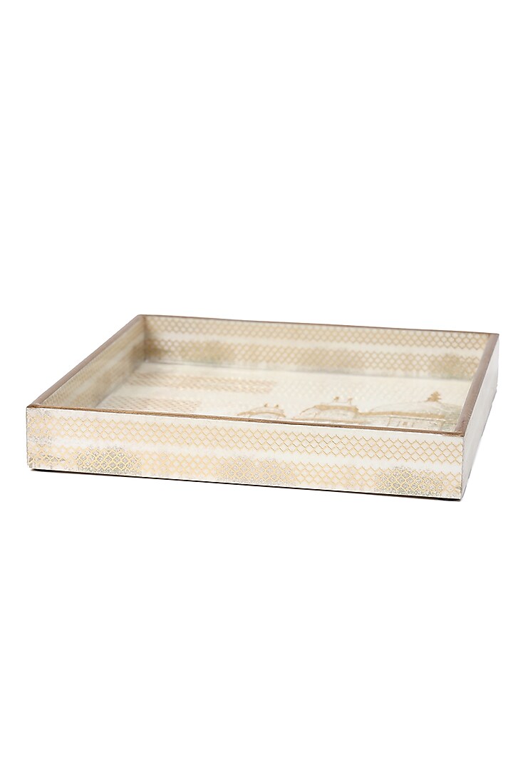 Multi-Colored Wood Printed Square Tray by BLUE ELEPHANT at Pernia's Pop Up Shop