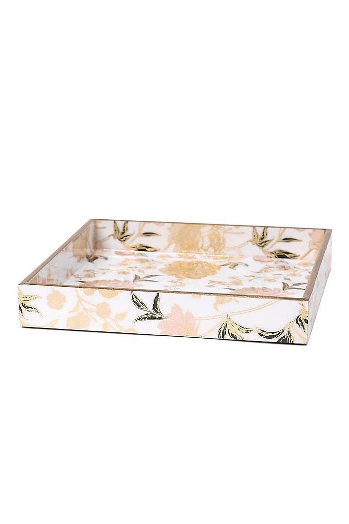 Multi-Colored Wood Printed Square Tray by BLUE ELEPHANT at Pernia's Pop Up Shop