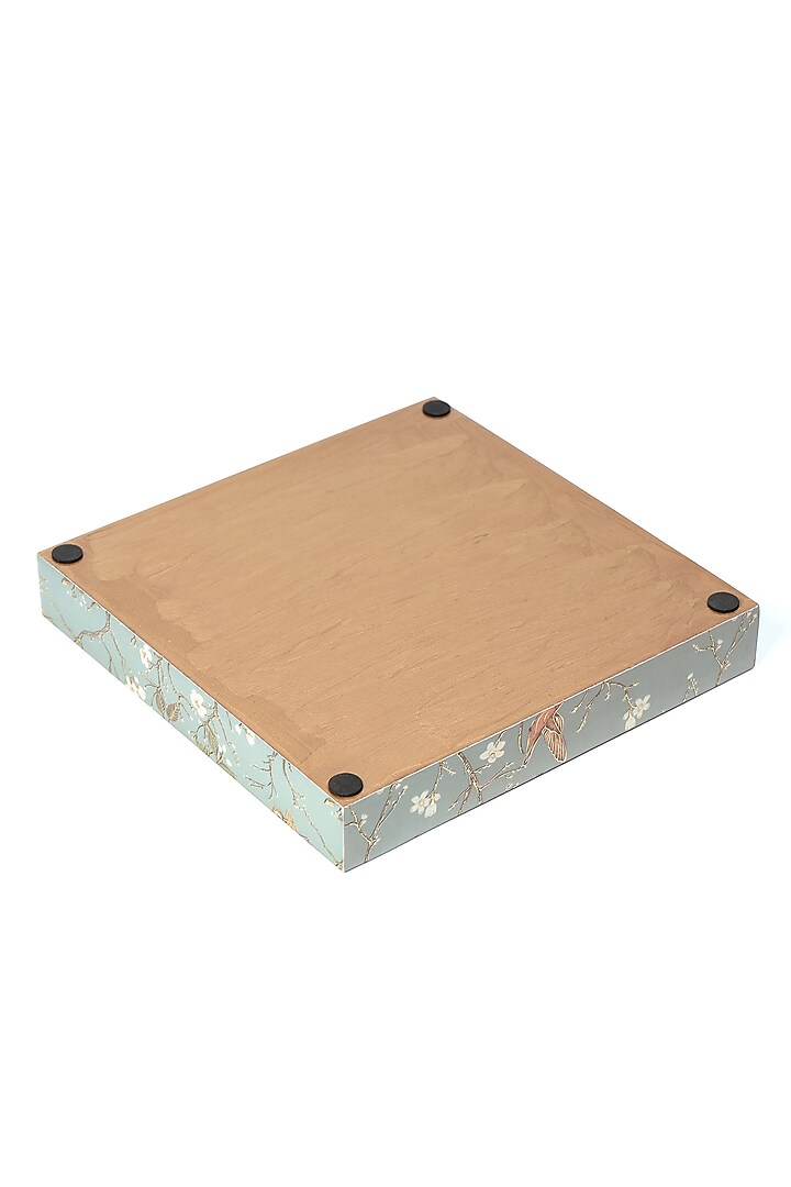 Silver Wood Printed Square Tray by BLUE ELEPHANT at Pernia's Pop Up Shop