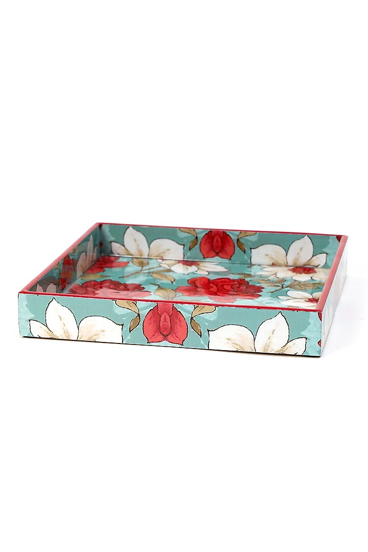 Multi-Colored Wood Printed Square Tray by BLUE ELEPHANT at Pernia's Pop Up Shop