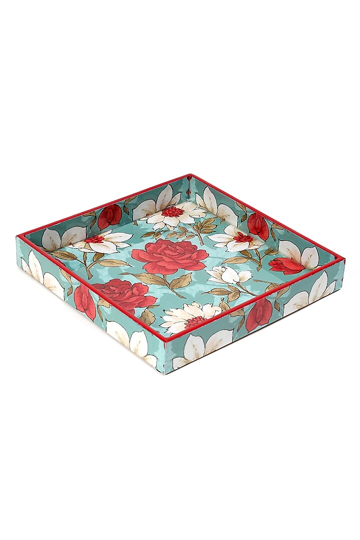 Multi-Colored Wood Printed Square Tray by BLUE ELEPHANT at Pernia's Pop Up Shop