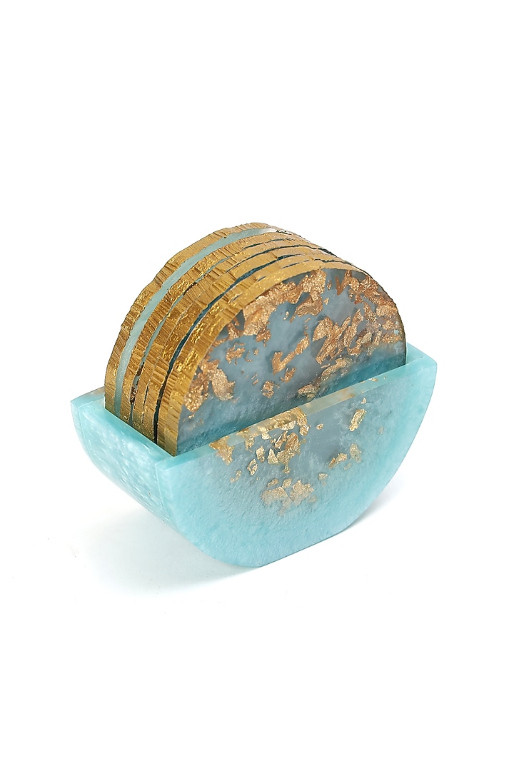 Powder Blue Resin Coasters (Set of 7) by BLUE ELEPHANT at Pernia's Pop Up Shop
