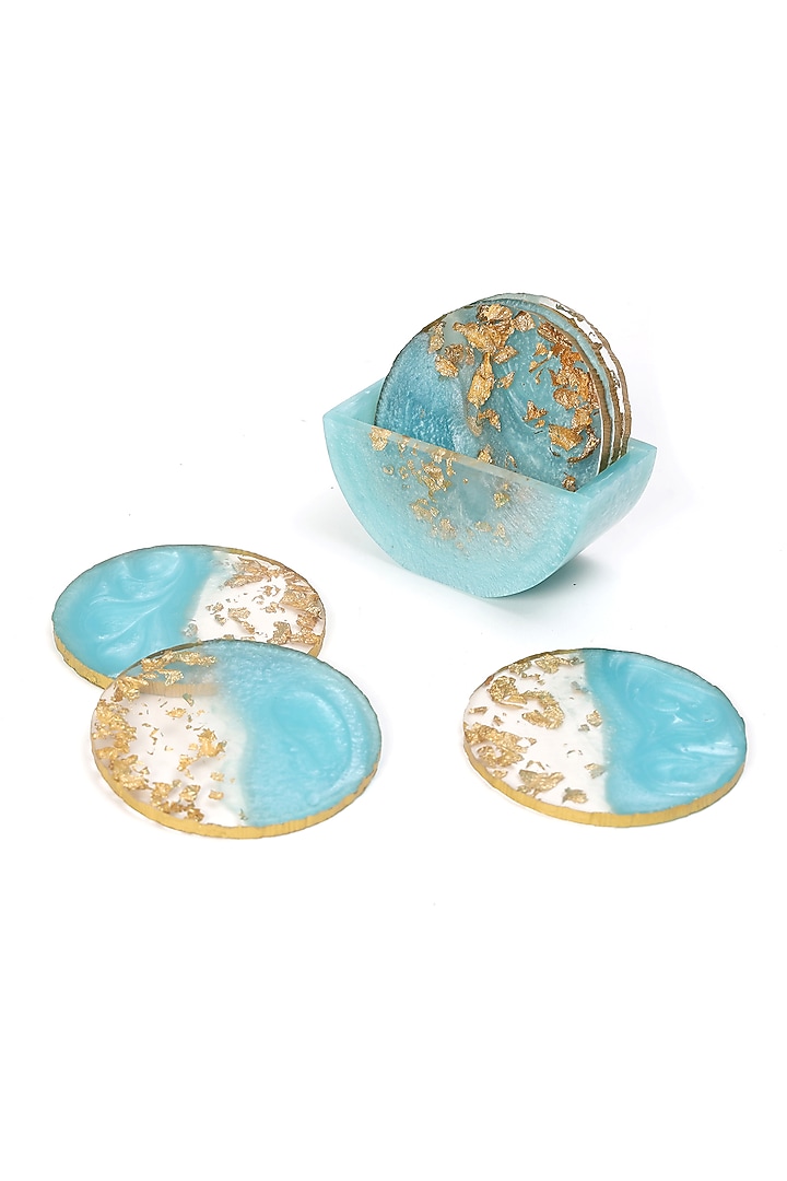 Powder Blue Resin Coasters (Set of 7) by BLUE ELEPHANT at Pernia's Pop Up Shop