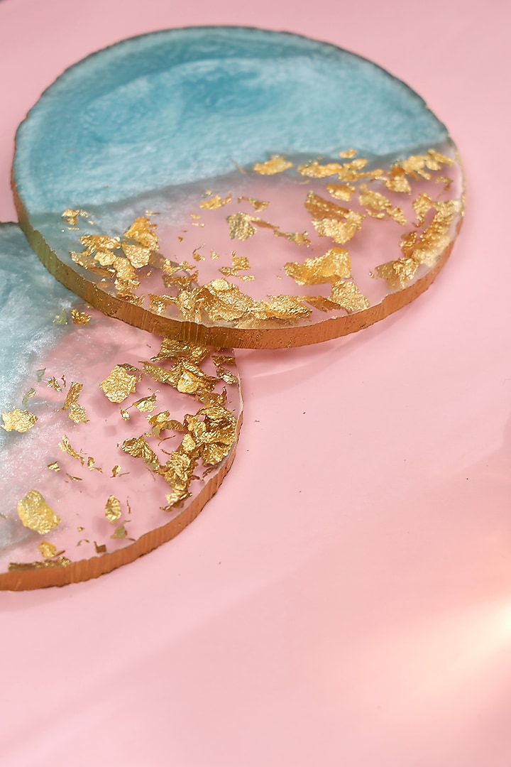 Powder Blue Resin Coasters (Set of 7) by BLUE ELEPHANT at Pernia's Pop Up Shop