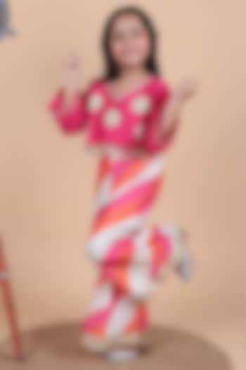 Multi-Colored Chanderi Co-Ord Set For Girls by Little Blessings at Pernia's Pop Up Shop