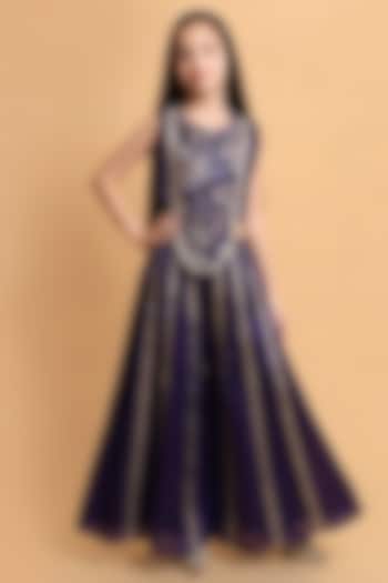 Purple Fendi Silk Palazzo Set For Girls by Little Blessings at Pernia's Pop Up Shop