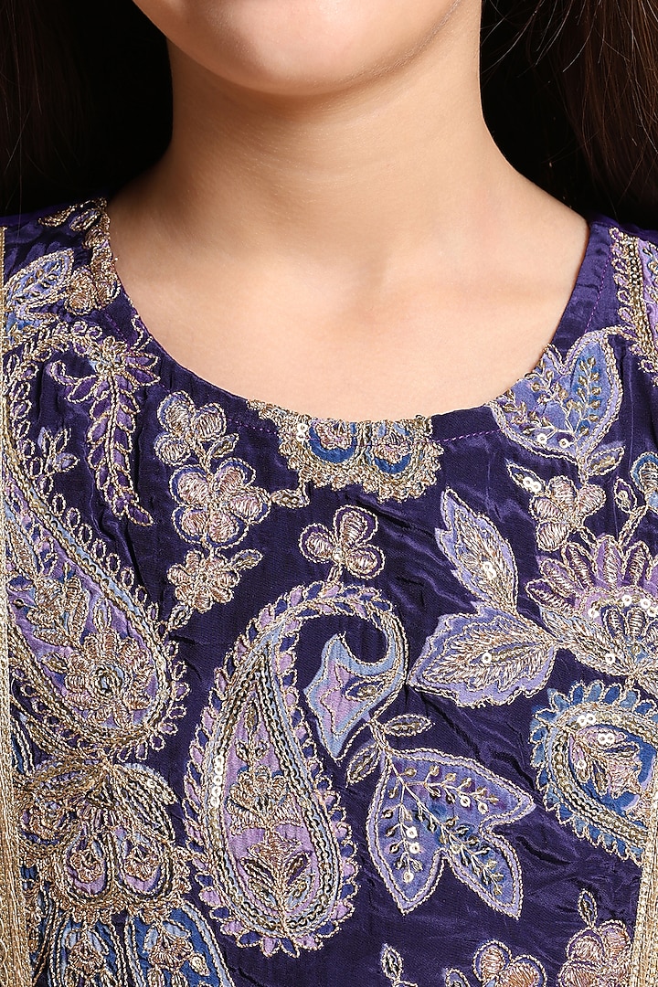 Purple Fendi Silk Palazzo Set For Girls by Little Blessings at Pernia's Pop Up Shop