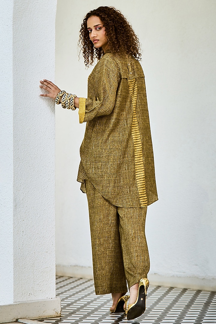 Yellow & Green Linen Co-Ord Set by Basil Leaf at Pernia's Pop Up Shop