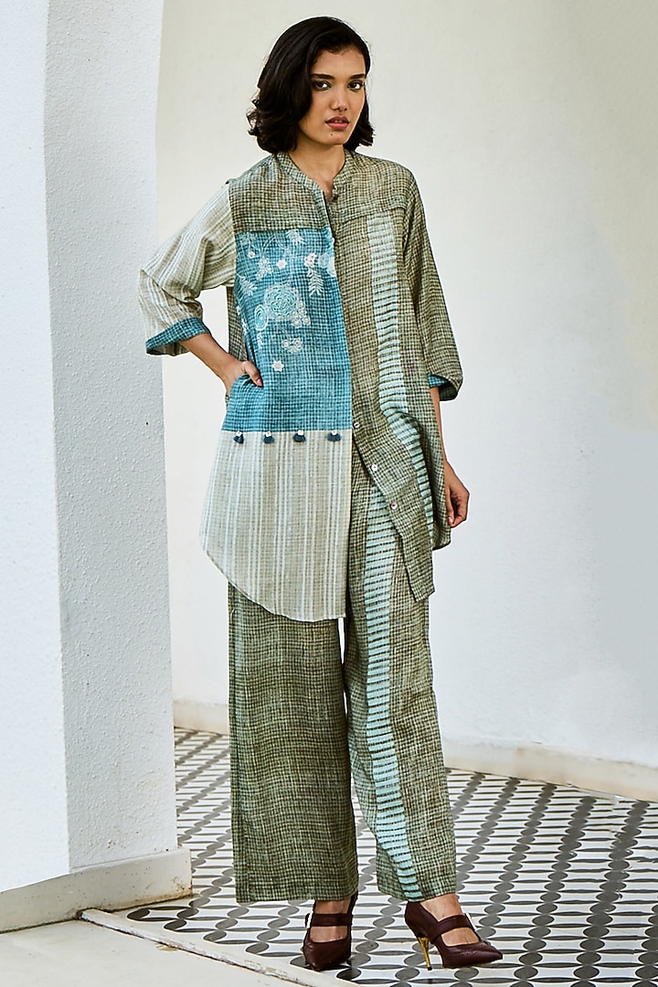 Blue Linen Co-Ord Set by Basil Leaf at Pernia's Pop Up Shop